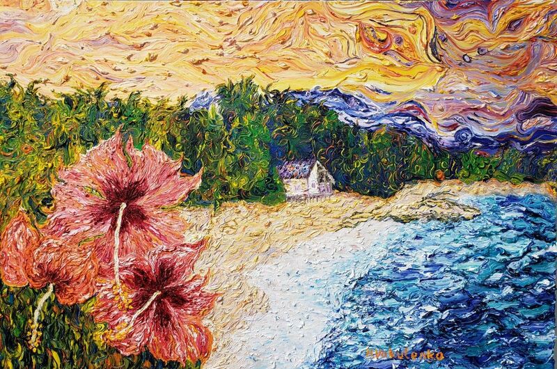 ''Hibiscus Sky', Collection 'Infinity Bay'' - a Paintings by Dr. Halyna Vakulenko